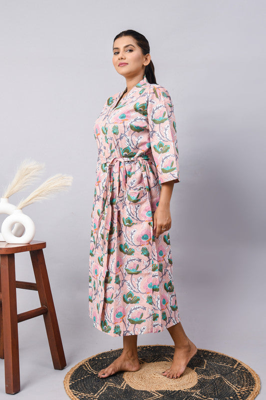 100% Cotton Kimono Robes | Pure Block Print Cotton Kimonos, Festival Clothing, Oriental Kaftans & Women's Robes