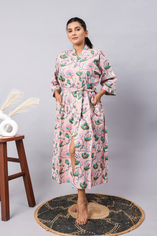 100% Cotton Kimono Robes | Pure Block Print Cotton Kimonos, Festival Clothing, Oriental Kaftans & Women's Robes