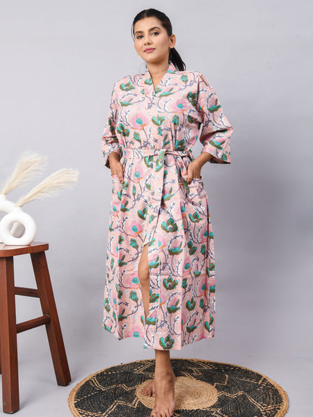100% Cotton Kimono Robes | Pure Block Print Cotton Kimonos, Festival Clothing, Oriental Kaftans & Women's Robes