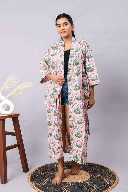 100% Cotton Kimono Robes | Pure Block Print Cotton Kimonos, Festival Clothing, Oriental Kaftans & Women's Robes
