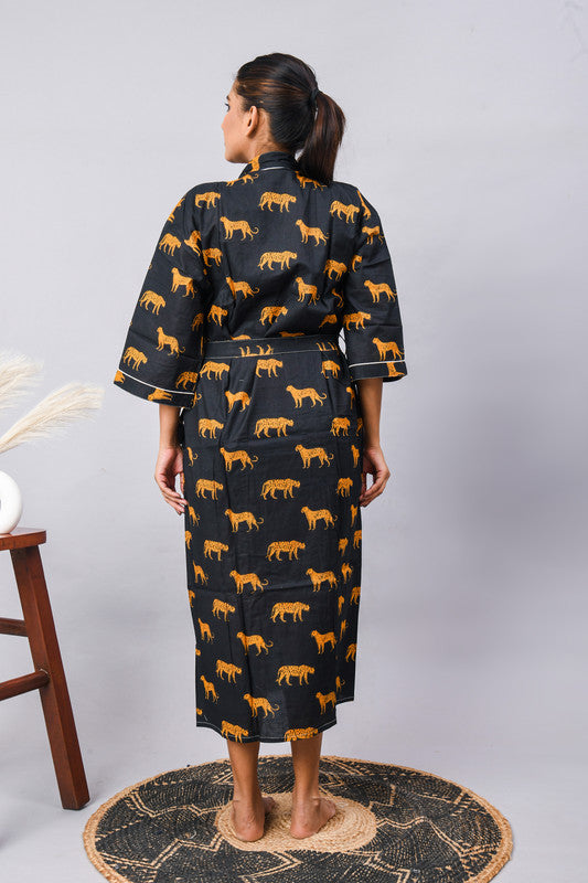 100% Cotton Indian Kimono Robe - Beachwear, Bathrobe, Maternity & Shower Robe | Long/Short Dressing Gown