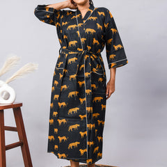 100% Cotton Indian Kimono Robe - Beachwear, Bathrobe, Maternity & Shower Robe | Long/Short Dressing Gown