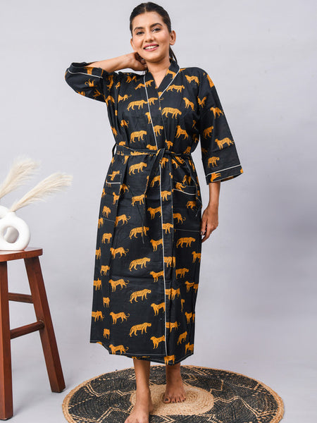 100% Cotton Indian Kimono Robe - Beachwear, Bathrobe, Maternity & Shower Robe | Long/Short Dressing Gown