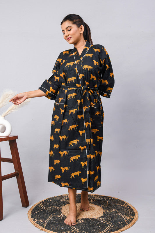 100% Cotton Indian Kimono Robe - Beachwear, Bathrobe, Maternity & Shower Robe | Long/Short Dressing Gown