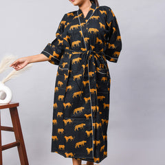 100% Cotton Indian Kimono Robe - Beachwear, Bathrobe, Maternity & Shower Robe | Long/Short Dressing Gown