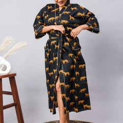 100% Cotton Indian Kimono Robe - Beachwear, Bathrobe, Maternity & Shower Robe | Long/Short Dressing Gown