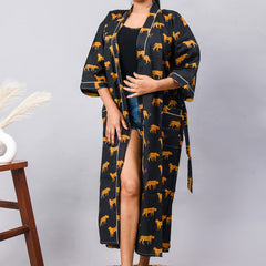 100% Cotton Indian Kimono Robe - Beachwear, Bathrobe, Maternity & Shower Robe | Long/Short Dressing Gown