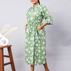 Long Cotton Indian Beach Kimono Robe - Kimono Style Bathrobe, Maternity Robe, Shower Robe, Dressing Gown & Beachwear