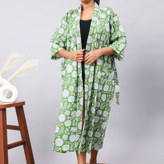 Long Cotton Indian Beach Kimono Robe - Kimono Style Bathrobe, Maternity Robe, Shower Robe, Dressing Gown & Beachwear