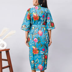Cotton Indian Beach Kimono Robe - Long Kimono, Bathrobe, Maternity Robe, Shower Robe, Dressing Gown & Beachwear