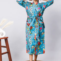Cotton Indian Beach Kimono Robe - Long Kimono, Bathrobe, Maternity Robe, Shower Robe, Dressing Gown & Beachwear