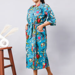 Cotton Indian Beach Kimono Robe - Long Kimono, Bathrobe, Maternity Robe, Shower Robe, Dressing Gown & Beachwear