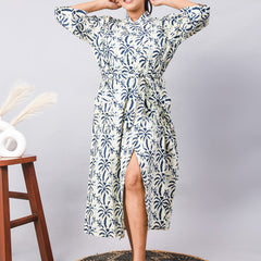 Long Cotton Indian Beach Kimono Robe - Kimono Robe, Shower Robe, Maternity Robe, Bathrobe, Dressing Gown, Beachwear - 2