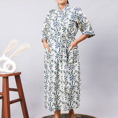 Long Cotton Indian Beach Kimono Robe - Kimono Robe, Shower Robe, Maternity Robe, Bathrobe, Dressing Gown, Beachwear - 2
