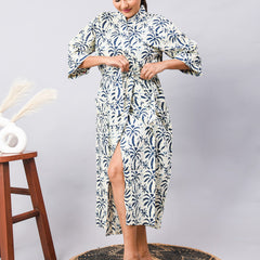 Long Cotton Indian Beach Kimono Robe - Kimono Robe, Shower Robe, Maternity Robe, Bathrobe, Dressing Gown, Beachwear - 2