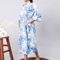 Cotton Indian Beach Kimono Robe - Long Kimono Robe, Cotton Bathrobe, Maternity Robe, Shower Robe, Dressing Gown Beachwear