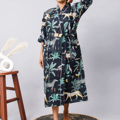 Long Cotton Indian Beach Kimono Robe - Kimono Robe, Shower Robe, Maternity Robe, Bathrobe, Dressing Gown, Beachwear - 1