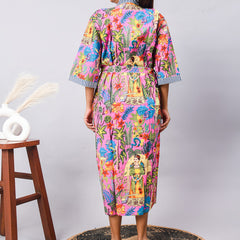 Cotton Indian Beach Kimono Robe - PINK Kimono Robe, Shower Robe, Maternity Robe, Bathrobe, Dressing Gown & Beachwear