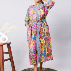 Cotton Indian Beach Kimono Robe - PINK Kimono Robe, Shower Robe, Maternity Robe, Bathrobe, Dressing Gown & Beachwear