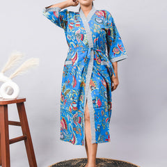 Cotton Indian Beach Kimono Robe - RED Kimono Robe, Shower Robe, Maternity Robe, Bathrobe, Dressing Gown & Beachwear
