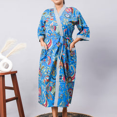 Cotton Indian Beach Kimono Robe - RED Kimono Robe, Shower Robe, Maternity Robe, Bathrobe, Dressing Gown & Beachwear