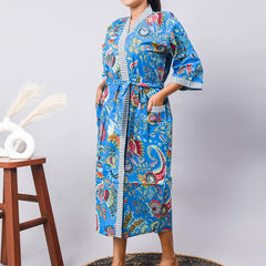 Cotton Indian Beach Kimono Robe - RED Kimono Robe, Shower Robe, Maternity Robe, Bathrobe, Dressing Gown & Beachwear