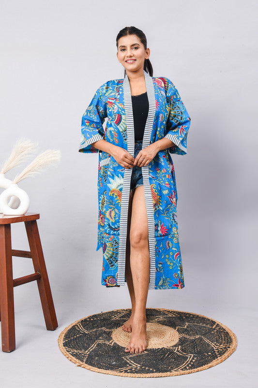 Cotton Indian Beach Kimono Robe - RED Kimono Robe, Shower Robe, Maternity Robe, Bathrobe, Dressing Gown & Beachwear