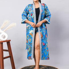 Cotton Indian Beach Kimono Robe - RED Kimono Robe, Shower Robe, Maternity Robe, Bathrobe, Dressing Gown & Beachwear