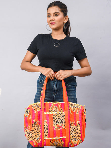 Women Shopping Bag, Cotton Quilted Tote Bag, Indian Handmade Bag, Party Bag, Large Market Bag, Shoulder Bag, Beach Bag, Eco Friendly Tote - 6