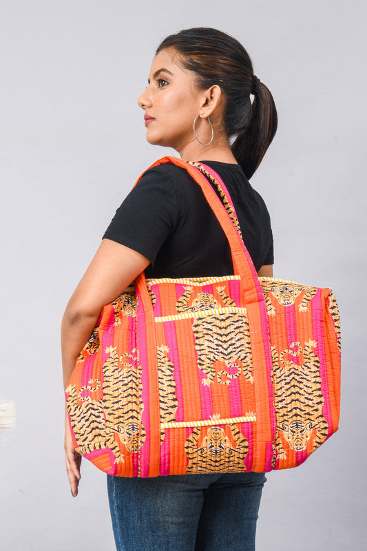 Women Shopping Bag, Cotton Quilted Tote Bag, Indian Handmade Bag, Party Bag, Large Market Bag, Shoulder Bag, Beach Bag, Eco Friendly Tote - 6