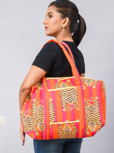 Women Shopping Bag, Cotton Quilted Tote Bag, Indian Handmade Bag, Party Bag, Large Market Bag, Shoulder Bag, Beach Bag, Eco Friendly Tote - 6