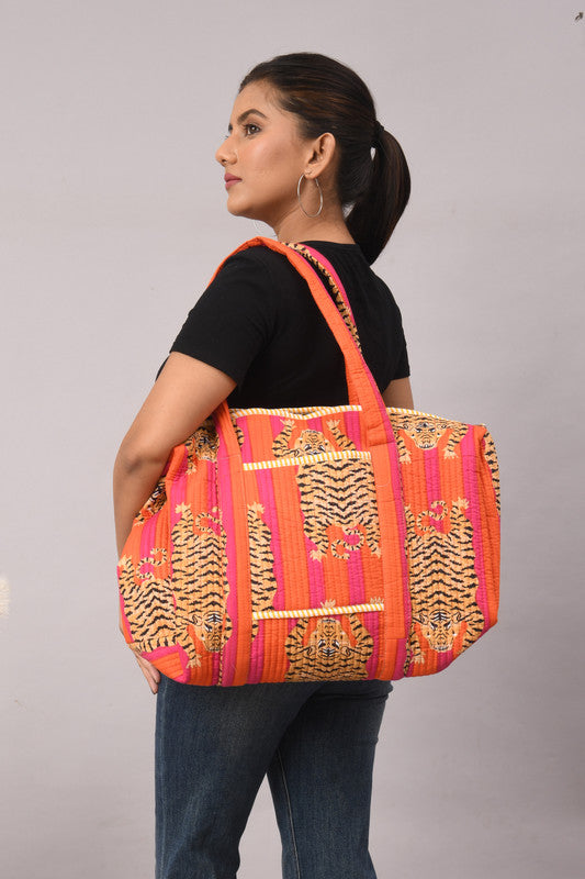 Women Shopping Bag, Cotton Quilted Tote Bag, Indian Handmade Bag, Party Bag, Large Market Bag, Shoulder Bag, Beach Bag, Eco Friendly Tote - 6