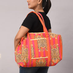 Women Shopping Bag, Cotton Quilted Tote Bag, Indian Handmade Bag, Party Bag, Large Market Bag, Shoulder Bag, Beach Bag, Eco Friendly Tote - 6