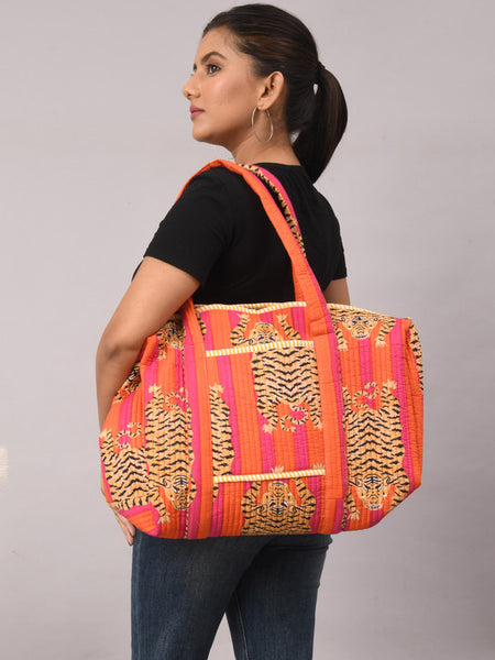 Women Shopping Bag, Cotton Quilted Tote Bag, Indian Handmade Bag, Party Bag, Large Market Bag, Shoulder Bag, Beach Bag, Eco Friendly Tote - 6