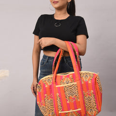 Women Shopping Bag, Cotton Quilted Tote Bag, Indian Handmade Bag, Party Bag, Large Market Bag, Shoulder Bag, Beach Bag, Eco Friendly Tote - 6