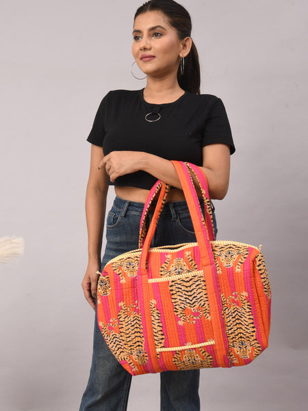 Women Shopping Bag, Cotton Quilted Tote Bag, Indian Handmade Bag, Party Bag, Large Market Bag, Shoulder Bag, Beach Bag, Eco Friendly Tote - 6