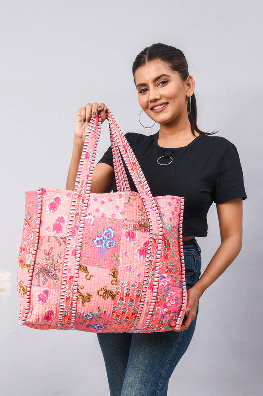 Women Shopping Bag, Cotton Quilted Tote Bag, Indian Handmade Bag, Party Bag, Large Market Bag, Shoulder Bag, Beach Bag, Eco Friendly Tote