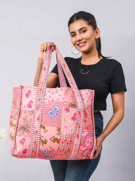 Women Shopping Bag, Cotton Quilted Tote Bag, Indian Handmade Bag, Party Bag, Large Market Bag, Shoulder Bag, Beach Bag, Eco Friendly Tote