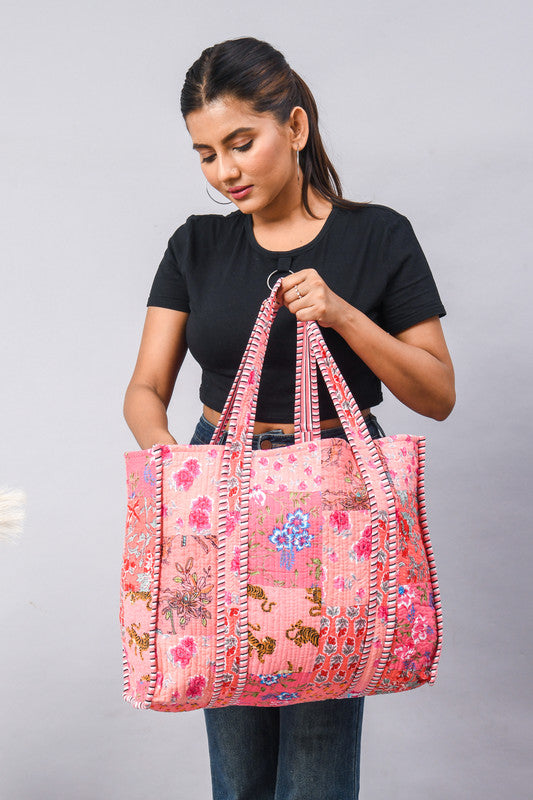 Women Shopping Bag, Cotton Quilted Tote Bag, Indian Handmade Bag, Party Bag, Large Market Bag, Shoulder Bag, Beach Bag, Eco Friendly Tote