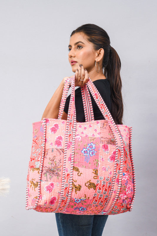 Women Shopping Bag, Cotton Quilted Tote Bag, Indian Handmade Bag, Party Bag, Large Market Bag, Shoulder Bag, Beach Bag, Eco Friendly Tote