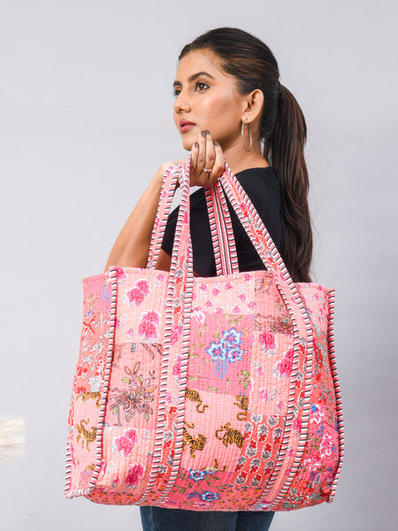 Women Shopping Bag, Cotton Quilted Tote Bag, Indian Handmade Bag, Party Bag, Large Market Bag, Shoulder Bag, Beach Bag, Eco Friendly Tote