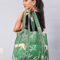 Women Shopping Bag, Cotton Quilted Tote Bag, Indian Handmade Bag, Party Bag, Large Market Bag, Shoulder Bag, Beach Bag, Eco Friendly Tote - 4