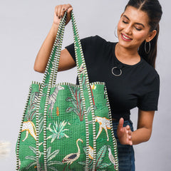 Women Shopping Bag, Cotton Quilted Tote Bag, Indian Handmade Bag, Party Bag, Large Market Bag, Shoulder Bag, Beach Bag, Eco Friendly Tote - 4