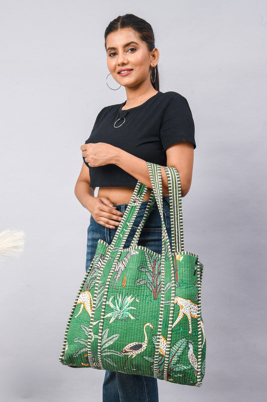 Women Shopping Bag, Cotton Quilted Tote Bag, Indian Handmade Bag, Party Bag, Large Market Bag, Shoulder Bag, Beach Bag, Eco Friendly Tote - 4