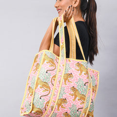 Handmade Patchwork Tote Bag, Indian Making Quilted Tote Bags, Eco Friendly Boho Shopper Bags, Vintage Shoulder Bag, Women's