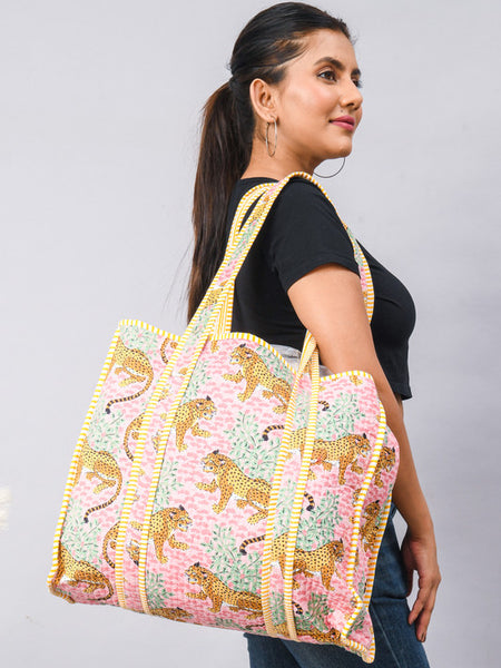 Handmade Patchwork Tote Bag, Indian Making Quilted Tote Bags, Eco Friendly Boho Shopper Bags, Vintage Shoulder Bag, Women's Carry Bag - 6