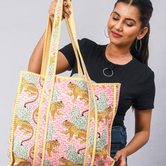 Handmade Patchwork Tote Bag, Indian Making Quilted Tote Bags, Eco Friendly Boho Shopper Bags, Vintage Shoulder Bag, Women's