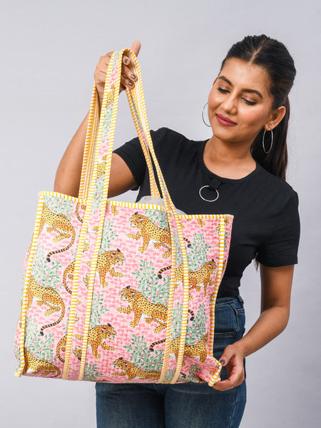 Handmade Patchwork Tote Bag, Indian Making Quilted Tote Bags, Eco Friendly Boho Shopper Bags, Vintage Shoulder Bag, Women's Carry Bag - 6