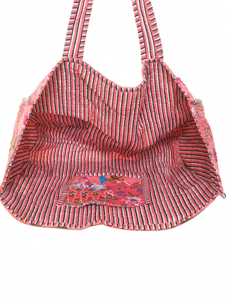 Handmade Patchwork Tote Bag, Indian Making Quilted Tote Bags, Eco Friendly Boho Shopper Bags, Vintage Shoulder Bag, Women's Carry Bag - 7