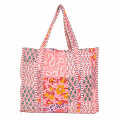 Women Shopping Bag, Cotton Quilted Tote Bag, Indian Handmade Bag, Party Bag, Large Market Bag, Shoulder Bag, Beach Bag, Eco Friendly Tote - 5